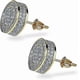thumbnail image 1 of Aretes Para Hombre 14K Gold Plated 925 Sterling Silver Iced out CZ Hypoallergenic Round Screw Back Stud Earrings for Men, 1 of 4