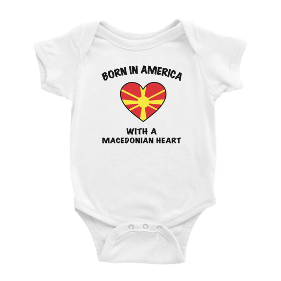 Born In America With A Macedonian Heart Cute Baby Clothing Bodysuits For Boy Girl