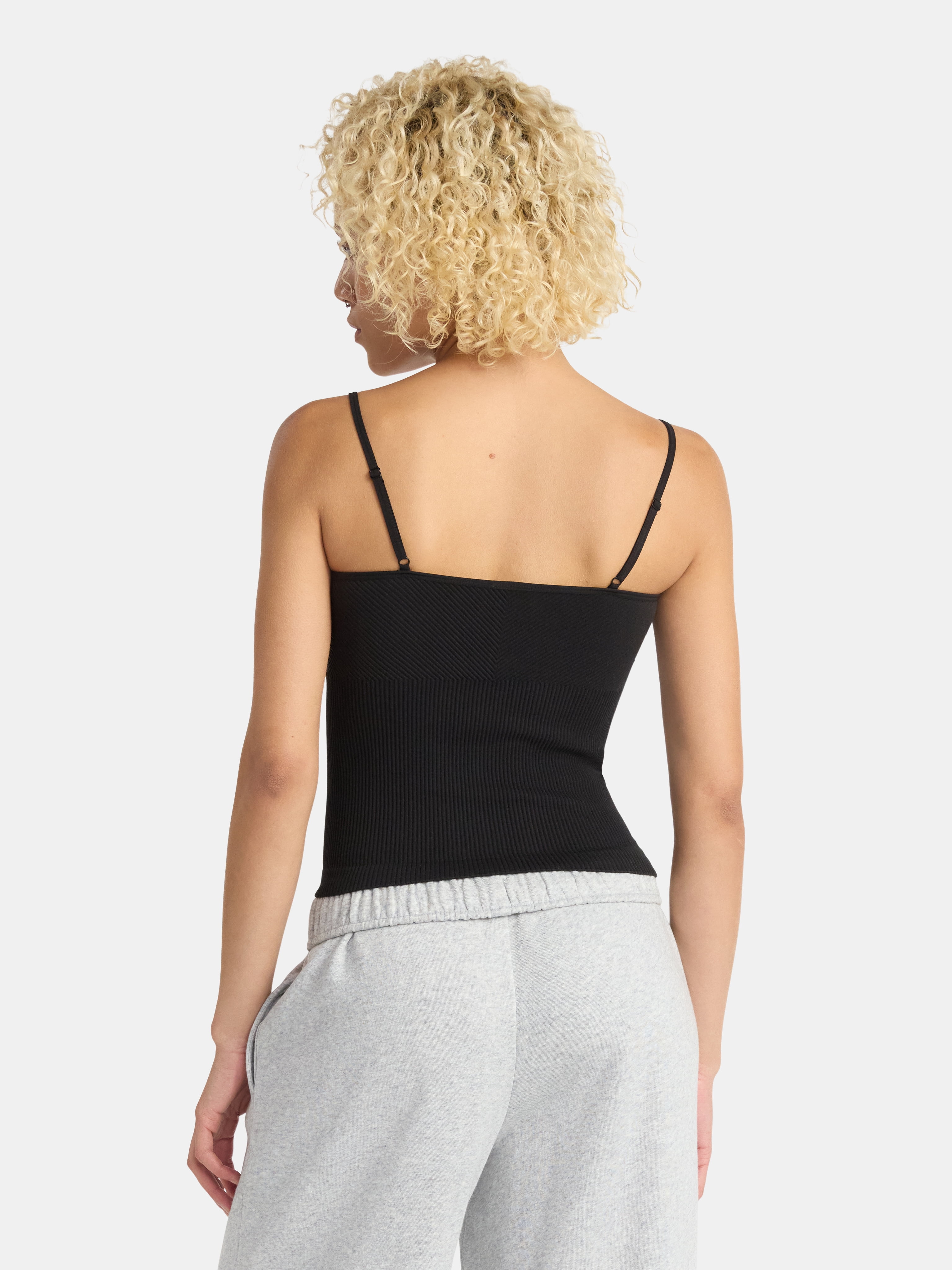 No Boundaries Seamless Miter Textured V-Neck Cami with Demi Cups, Women's