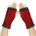 thumbnail image 1 of Guantes de invierno para mujer, calentadores de muñecas y brazos, de punto liso, largos, sin dedos, manoplas para mujer, 1 of 4