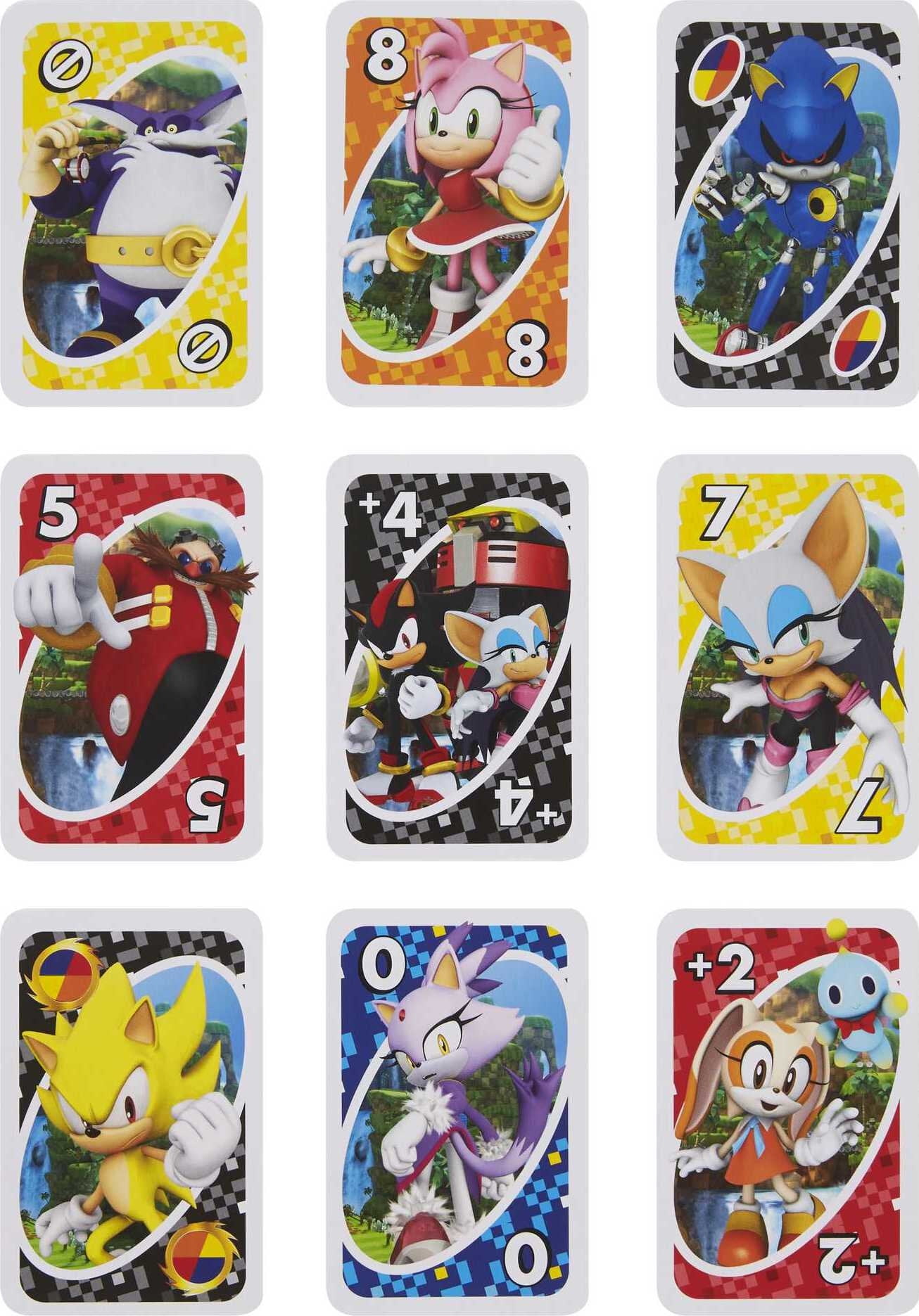 UNO Sonic the Hedgehog Card Game for Kids & Family, 2-10 Players, Ages 7 Years & Older