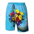 thumbnail image 6 of Uemuo Elephant Trunk Couple Flowers Pattern Men's Swim Trunks Hawaiian Beach Bathing Suit Swimsuits Beach Quick-Dry Shorts with Pockets-Small, 6 of 9