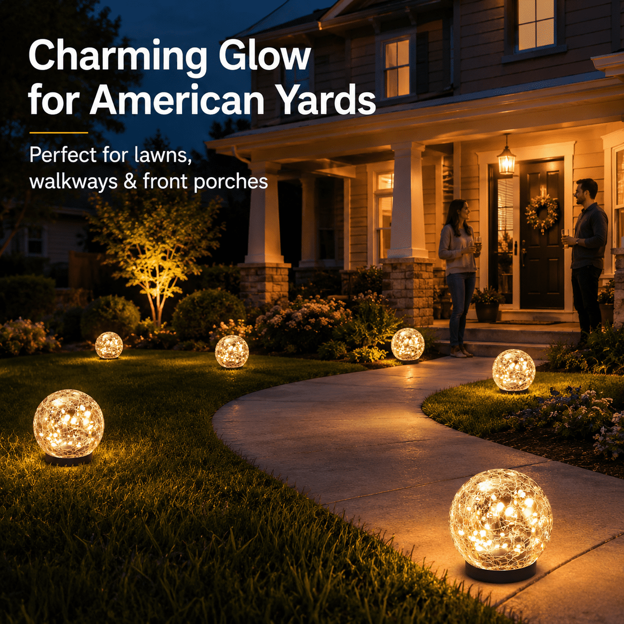 MEHOOM 4 Pack 5'' Solar Globe Lights Outdoor Waterproof, 30LED Solar Cracked Garden Lights Outdoor for Patio, Yard, Lawn, and Landscape Christmas Decorations