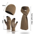 thumbnail image 2 of Cálido gorro de punto de invierno para mujer, guantes para pantalla táctil, conjunto de bufanda larga, gorro de calavera forrado de lana, bufanda de cuello para mujer y hombre, 2 of 5