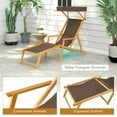 thumbnail image 5 of Spaco Birch Wood Chaise Lounge Chair, Foldable Beach Chair, Chair with Adjustable Canopy, Brown, 5 of 11