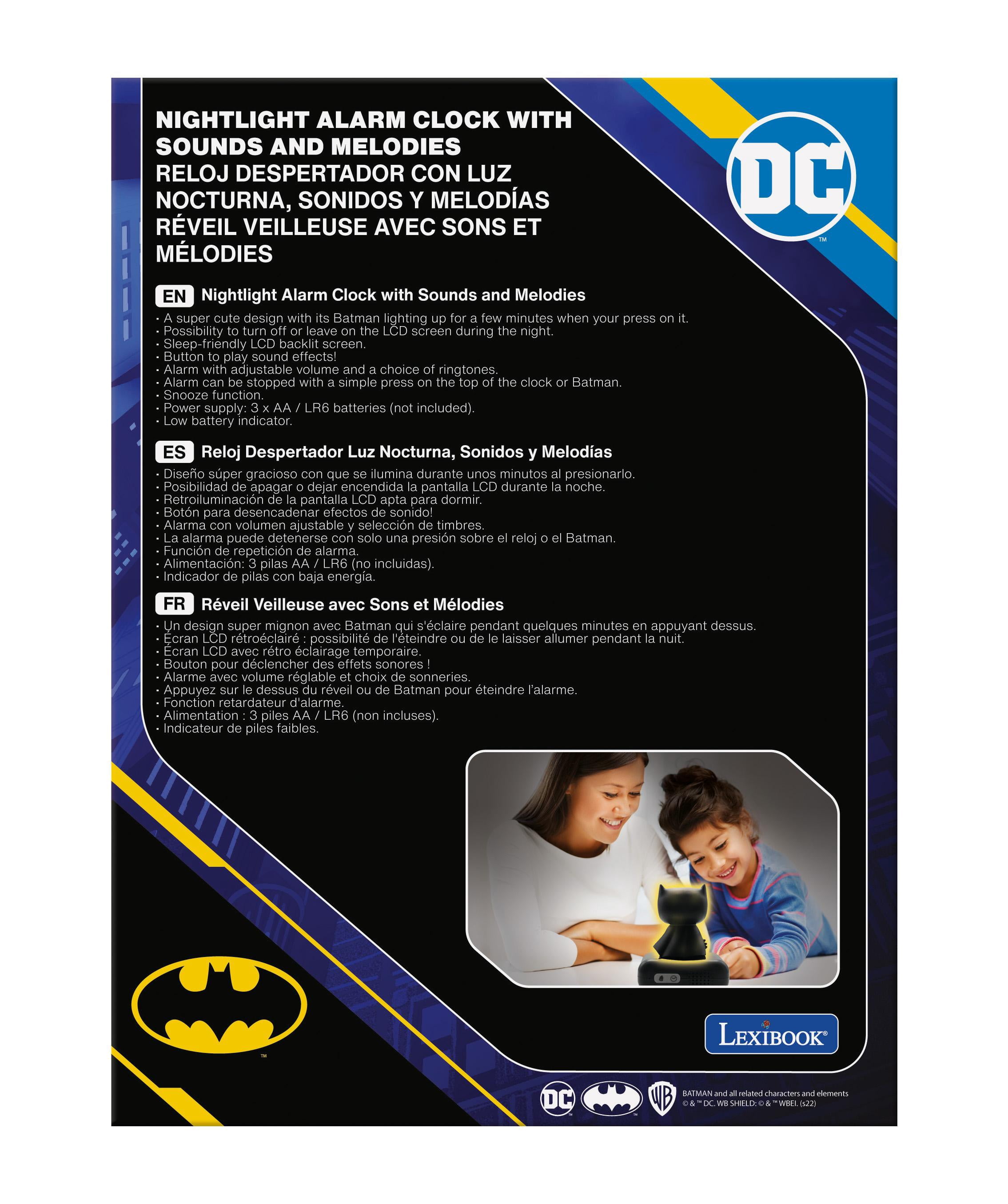 Lexibook - Batman Digital Alarm Clock with Night Light Snooze, Clock, Luminous Batman, Black Colour
