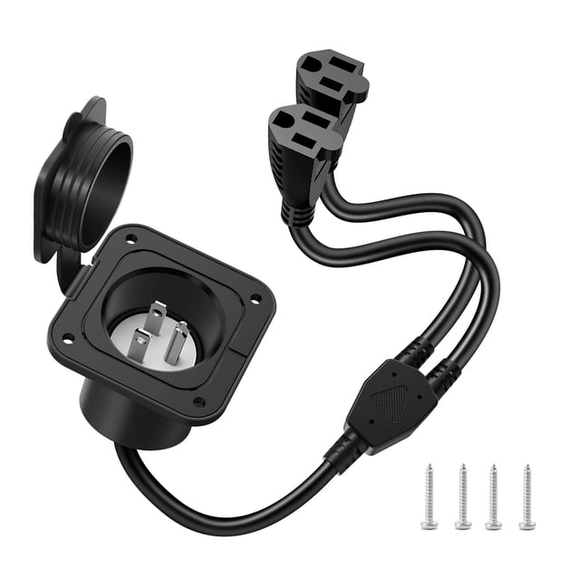 TAPDRA All Weather Extension Cord Waterproof Sealed Cover 15A 125V Rating For RV Camper Boat Trailer Outdoor Power Connection