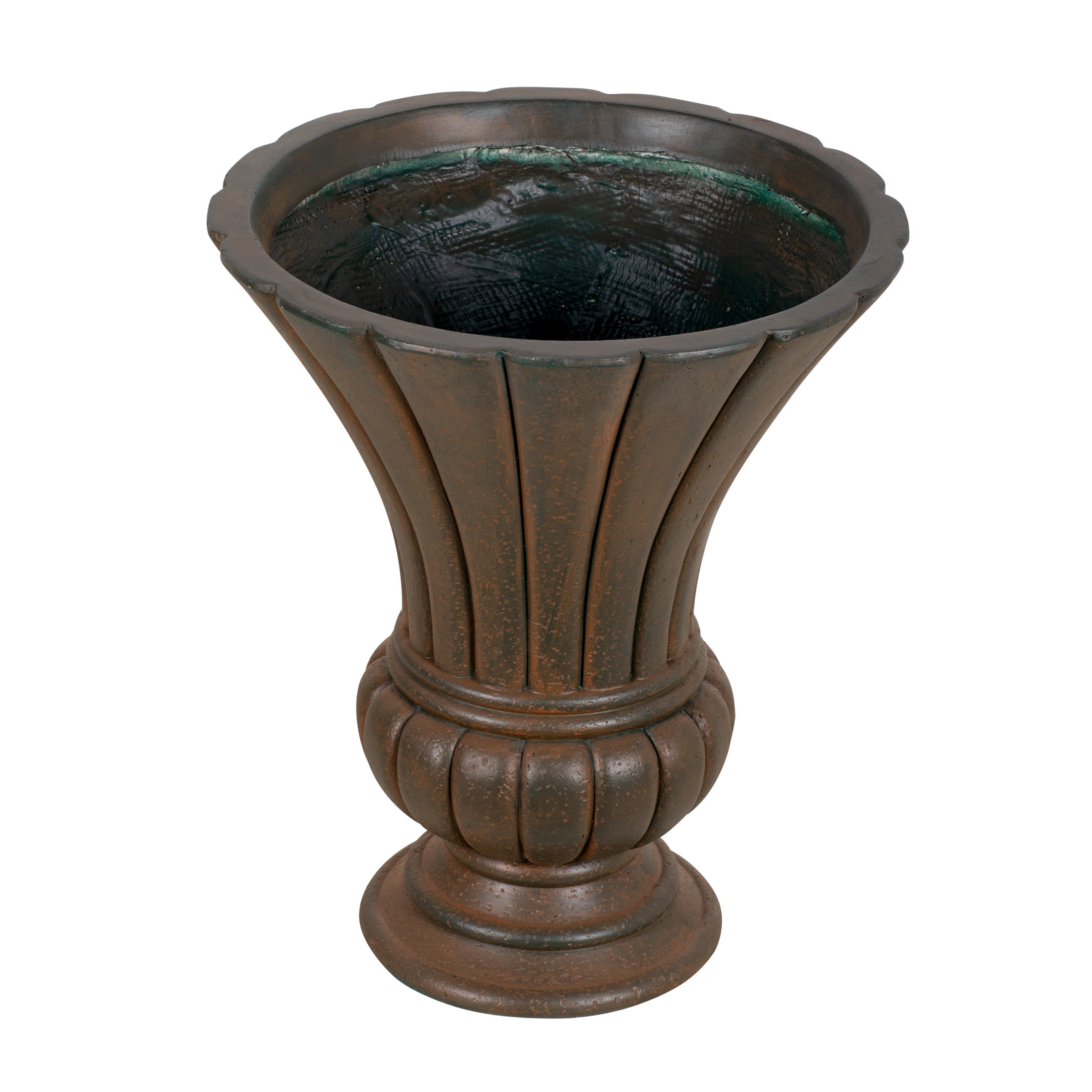 Christopher Knight Home 22.44" Fluted Pedestal Urn Planter, MGO Outdoor Flower Pot, Antique Bronze