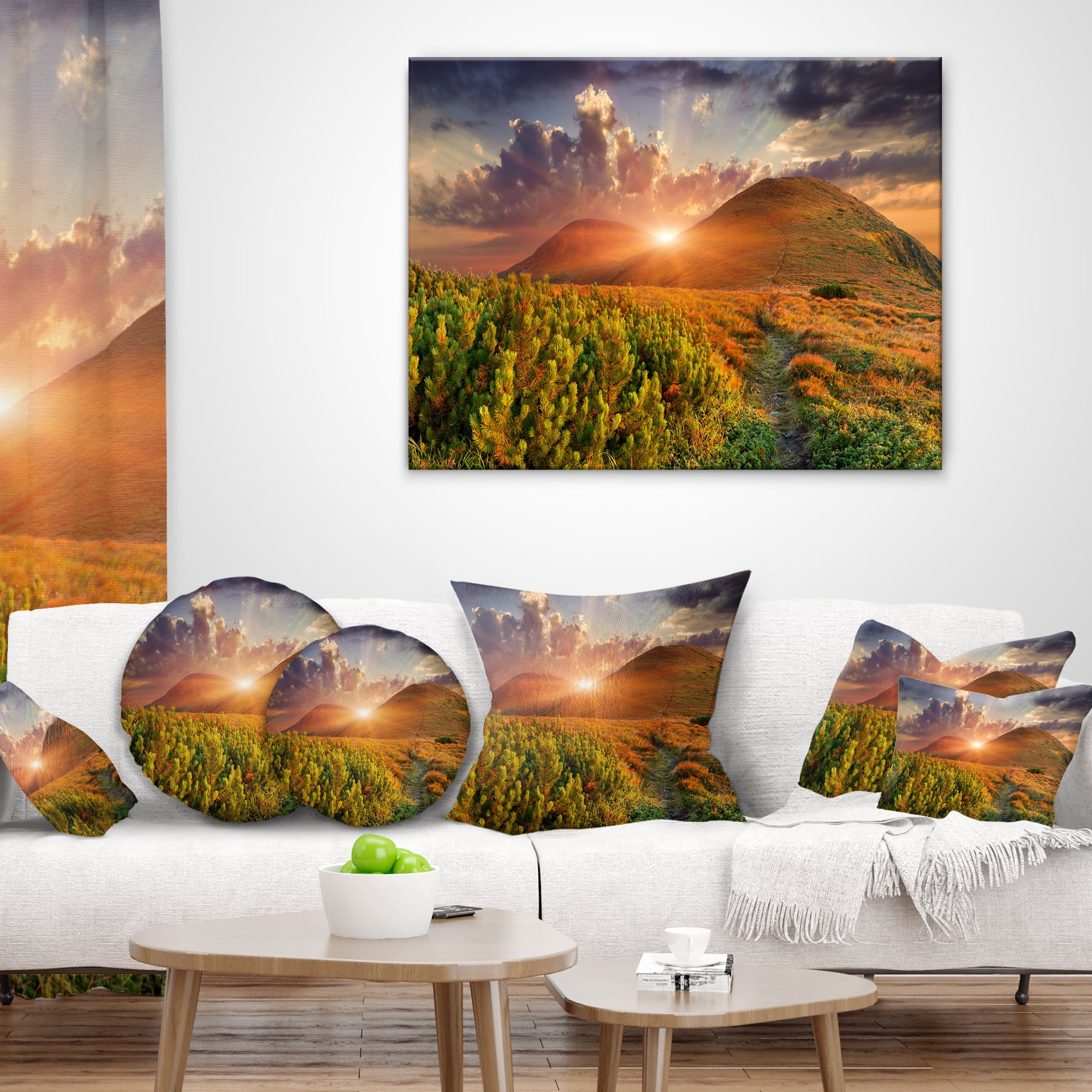 Designart Colorful Fall Landscape in Mountains - Landscape Printed Throw Pillow - 18x18
