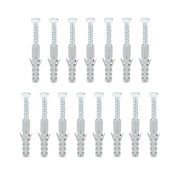 Uxcell 12x60mm Bolts Expansion Pipe with Screws Plastic Gray 15 Pack
