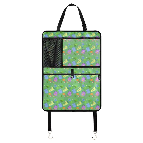 Backpack autumn school pattern repeat Car Seat Back Kick Protectors,80 Pack Kick Mats with Storage Pockets for Vehicles to Protect from Dirt, Mud & Scratches