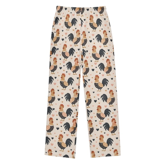 Roosters Hearts Pajama Pants Soft and Lightweight Elastic Waistband Pajama Pants