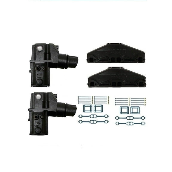 Exhaust Manifold Set with Risers/Elbows for Volvo Penta 5.0L, 5.7L 1992 and Newer with 11.3 Inch Tall Riser / Elbows by FASWORX