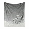 thumbnail image 1 of Winter Soft Flannel Fleece Throw Blanket, Bicycle Covered Snow Cold Weather Seasonal Calm Scenery Christmas Inspired, Cozy Plush for Indoor and Outdoor Use, 70" x 90", Taupe White, by Ambesonne, 1 of 6