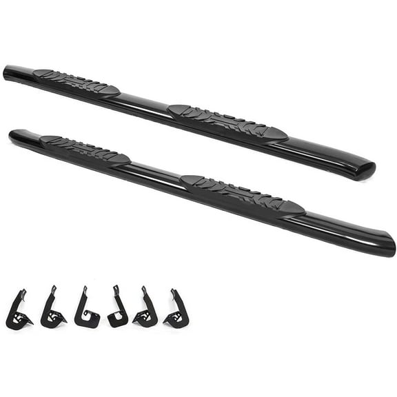Galaxy Auto 5" Oval Curved for 2003-08 Dodge Ram 1500/2500/3500 Quad Cab - Side Steps Nerf Bars Running Boards (Black)