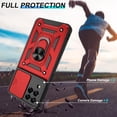 thumbnail image 4 of Samsung Galaxy M53 5G Case,Compatible with Samsung Galaxy M53 5G Case with HD Screen Protector with Slide Camera Cover, 360° Rotation Ring Kickstand [Military Grade] Case for Samsung M53 5G,Red, 4 of 14