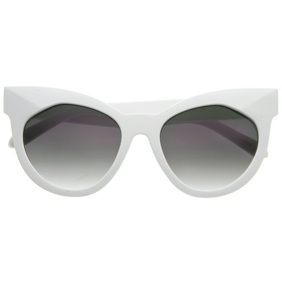 sunglassLA Unisex Chic Womens Oversized Flat Lens Bold Chunky Cat Eye Sunglasses (White-Gold / Lavender) - 55mm