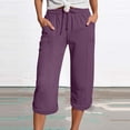 thumbnail image 2 of Floleo Women Casual Solid Color Summer Shorts Drawstring Pockets Comfortable Lightweight Breathable All Season Daily Wear Regular Length Polyester Fashion Outfit(Purple,XL), 2 of 4