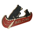 thumbnail image 5 of Rustic Father Bear With Cub Rowing Red Canoe Boat Welcome MDF Wall Decor Plaque, 5 of 9