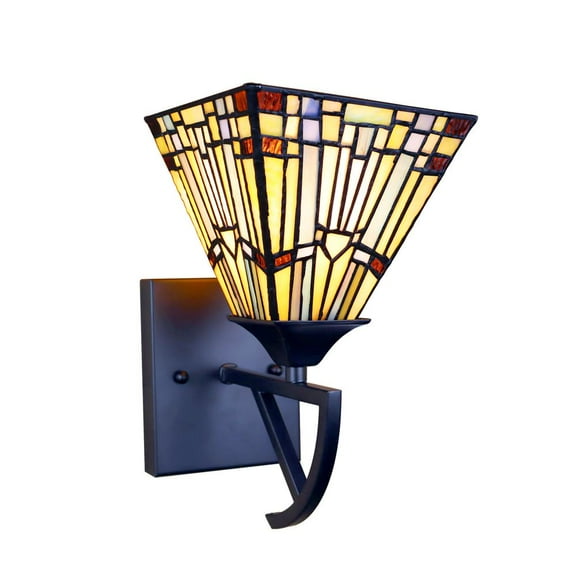 Chloe Lighting Kinsey Mission 1-Light Glass Wall Sconce in Multi-Color