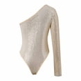 thumbnail image 6 of Wdgfv Women's One Shoulder Sequin Tops Bodysuits Country Concert Outfits for Women Sparkly Shirts Sexy Womens Sparkle Top Silver M, 6 of 7
