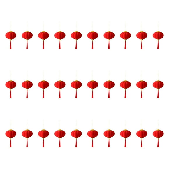 KLKCMS Mini Lanternes Chinoises Rouges Chanceuses Floquées pour Maison Festival de Printemps 30 Pcs