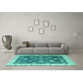 thumbnail image 3 of Ahgly Company Machine Washable Indoor Rectangle Oriental Turquoise Blue Traditional Area Rugs, 4' x 6', 3 of 4