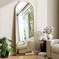 thumbnail image 2 of SEETHRUGLIMMER 64.3"x21" Arched Full Length Mirror Wall-Mounted Floor Mirror with Stand, Gold, 2 of 6