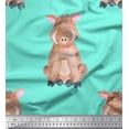 thumbnail image 1 of Soimoi Blue polyester Crepe Fabric Pig Animal Decor Fabric Printed Yard 52 Inch Wide, 1 of 1