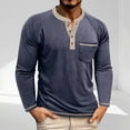 thumbnail image 2 of USNSM Men's Henley Long Sleeve T-Shirt Stretch Cotton Casual Pullover Tee Lightweight Breathable Shirts with Pockets Blue XXXL, 2 of 8