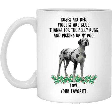

Funny Saying Gifts For Pet Lovers Great Dane Piebald Roses Are Red Violets Are Blue Dog Mug White 11oz Christmas 2022 Gifts