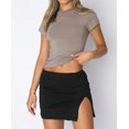 thumbnail image 4 of LAICAIW T-Shirt Court à Manches Courtes pour Femmes, Basique, Ajustement Solide, Col Rond, Sortie, Yoga Décontracté, 4 of 7