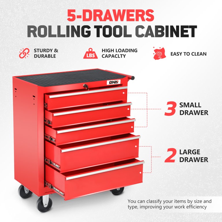 DNA Motoring TOOLS-00398 5 Drawer Portable Garage Warehouse Repair