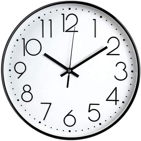 8 Inch Silent Wall Clock - Non-Ticking Battery Operated with HD Glass & ABS Frame for Kids Room, Living Room & Bedroom (8 Inch)