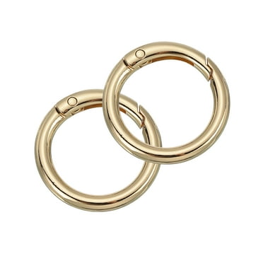 Uxcell Round Spring O Rings, 2Pcs 1 Inch OD Trigger Buckle Snap Clips for Bags, Purses, Keyrings, Gold Tone