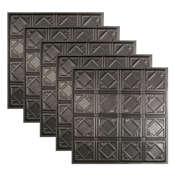 Great Lakes Tin Ludington Argento 2ft x 2ft Lay In Ceiling Tiles (5 Pack)