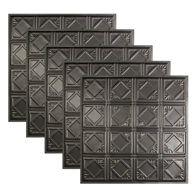 Great Lakes Tin Ludington Argento 2ft x 2ft Lay In Ceiling Tiles (5 Pack)