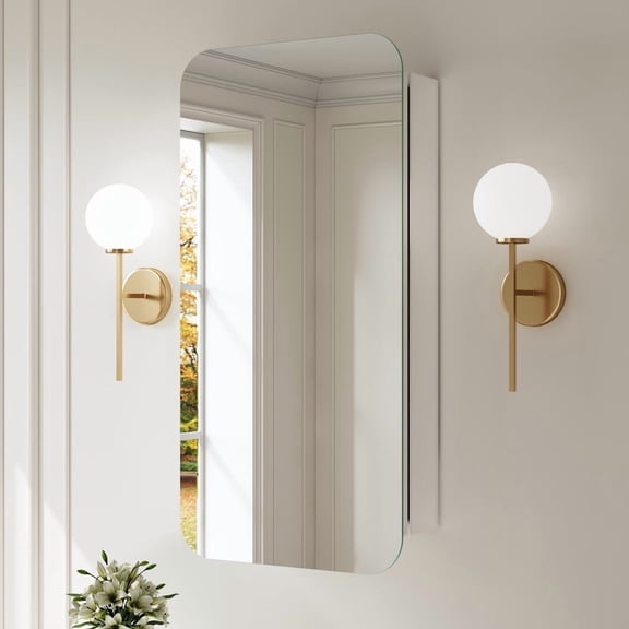 ANGELES HOME 16 in. W x 32 in. H Bathroom Medicine Cabinet with Mirror, Recess/Surface Wall Mounted Mirror Cabinet with Soft Close Hinges & Adjustable Shelves