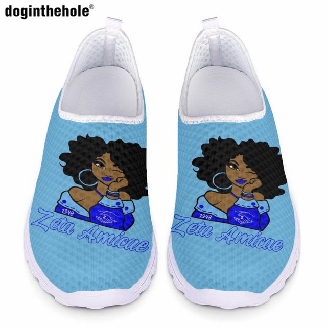 Zapatos casuales de mujer Doginthehole, zapatos planos de moda de la hermandad Zeta Amicae, zapatillas sin cordones para exteriores, zapatos de malla transpirables de verano