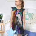 thumbnail image 4 of Balery Colorful Haired White Horse Camisón de princesa para niñas, pijama de algodón con mangas abullonadas, suave y bonito.-X-Large, 4 of 6