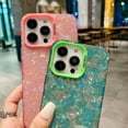 thumbnail image 2 of Decase for iPhone 15 Plus, Luxury Glossy Glitter Shining Sea Shell Pattern Drop Protection Case Fashionable Shockproof Slim Smooth Phone Cover for Women Girls,black, 2 of 7