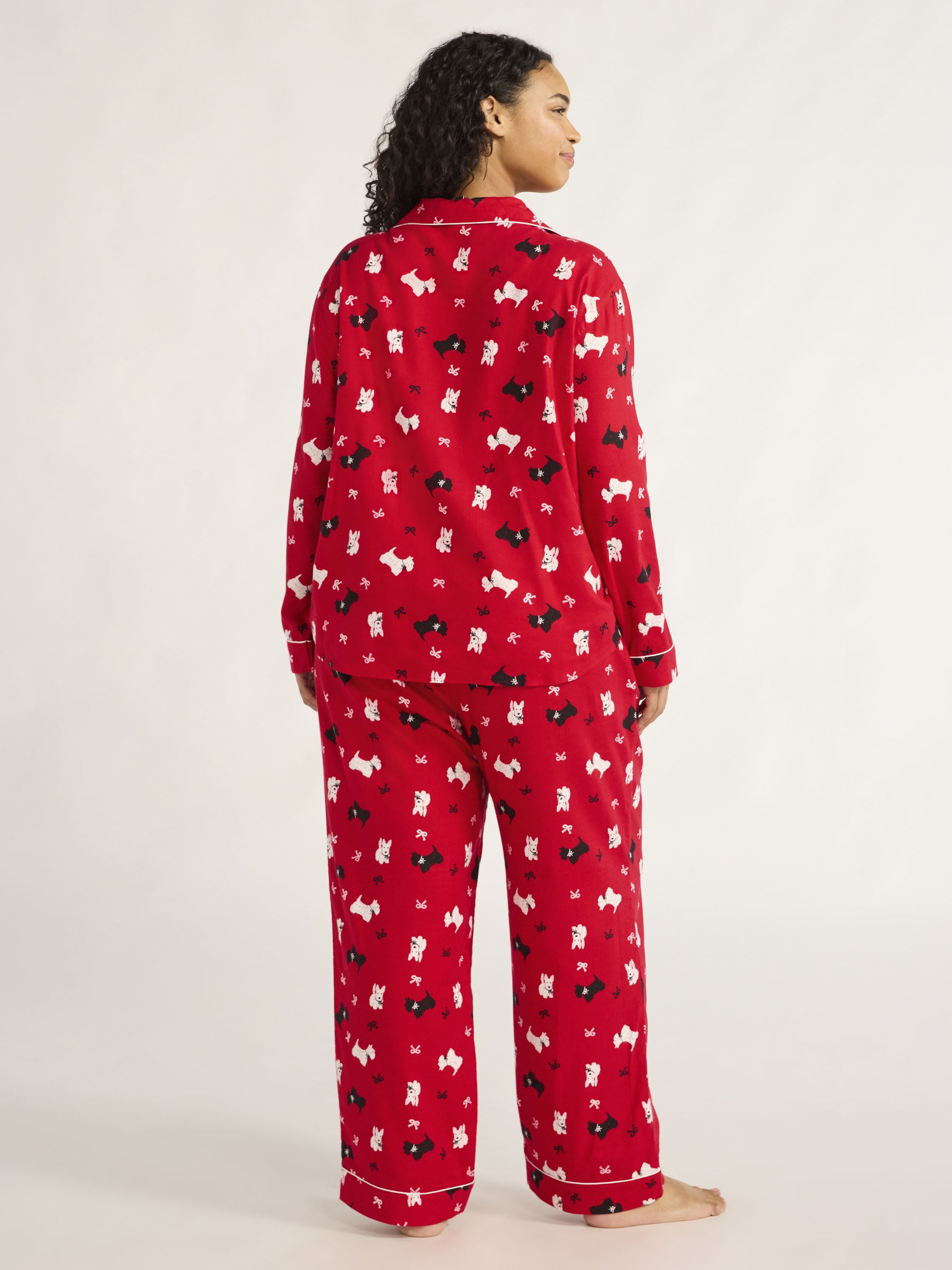 Joyspun Women's Flannel Long Sleeve Top and Pants Pajama Set, 2-Piece, Sizes XS-3X