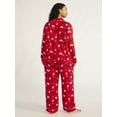 thumbnail image 2 of Joyspun Women's Flannel Long Sleeve Top and Pants Pajama Set, 2-Piece, Sizes XS-3X, 2 of 5