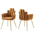 thumbnail image 2 of Modway Viceroy Performance Velvet Dining Chair Set of 2 in Gold Cognac, 2 of 9