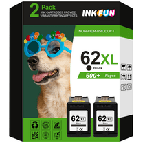 62XL Black Ink Cartridges Compatible for HP 62 Black Ink Cartridges for HP Envy 7640 7645 5660 5643 Printer (2 Pack)