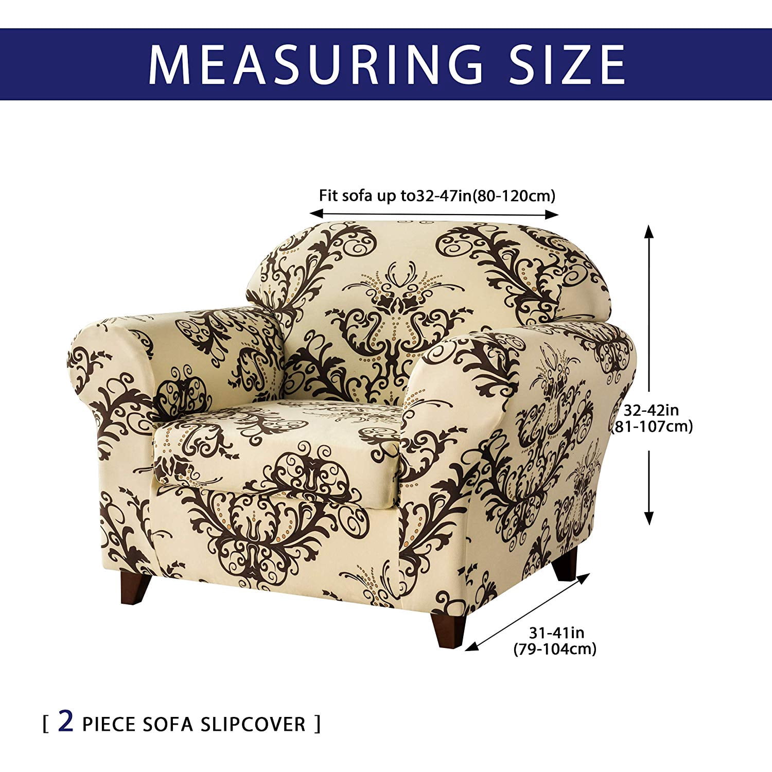 Subrtex Sofa Slipcovers Stretch Couch Covers 2-Piece Spandex Printed Furniture Protector Home Decor (Coffee, Chair)