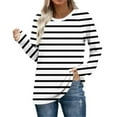 thumbnail image 2 of LIaqionyy Womens Striped Shirt Long Sleeve Crewneck Fall Outfits Casual Loose T Shirts Tunic Tops Fashion Clothes, 2 of 7