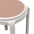 thumbnail image 5 of LeisureMod Tresse Round Plastic Dining Stool, Mid-Century Modern Stackable Accent Stool with Wicker Top for Kitchen and Dining Room (White), 5 of 6