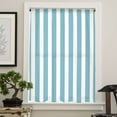 thumbnail image 4 of Aqua Striped Semi Sheer Curtains Drapes for Living Room, Bedroom, French Doors Window 72 Inches Long, Modern Farmhouse Blue White Stripes Rod Pocket Chiffon Curtain Drapery Voile Draperies Panel, 4 of 6