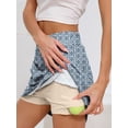 thumbnail image 3 of Chiclily Women's 2-in-1 High Waisted Tennis Skort with Pockets, Athletic Golf Skirt with Built-in Shorts, Geometric Blue, Size 2XL, 3 of 6